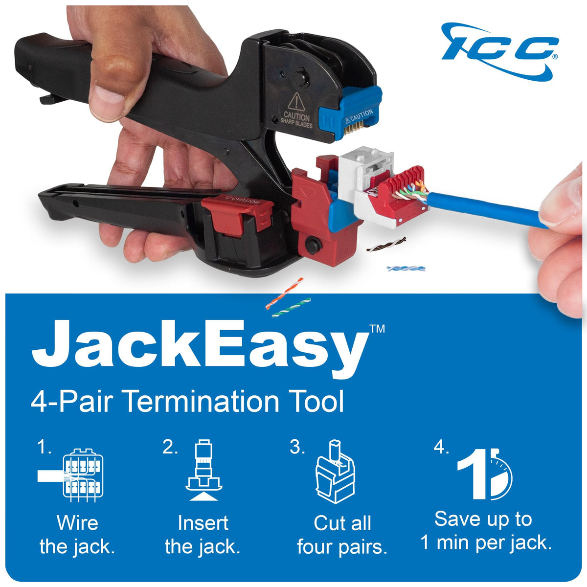 ICC CAT6 RJ45 Keystone Jack, Inline IDC No Pair Split, Black, 25-Pack