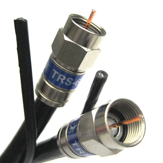 75ft Aerial COAXIAL RG6 Messenger Cable w/Ground Strap UL ETL CM CATV Satellite Audio Video Cable w/Anti CORROSSIVE Weather Seal Brass Connectors