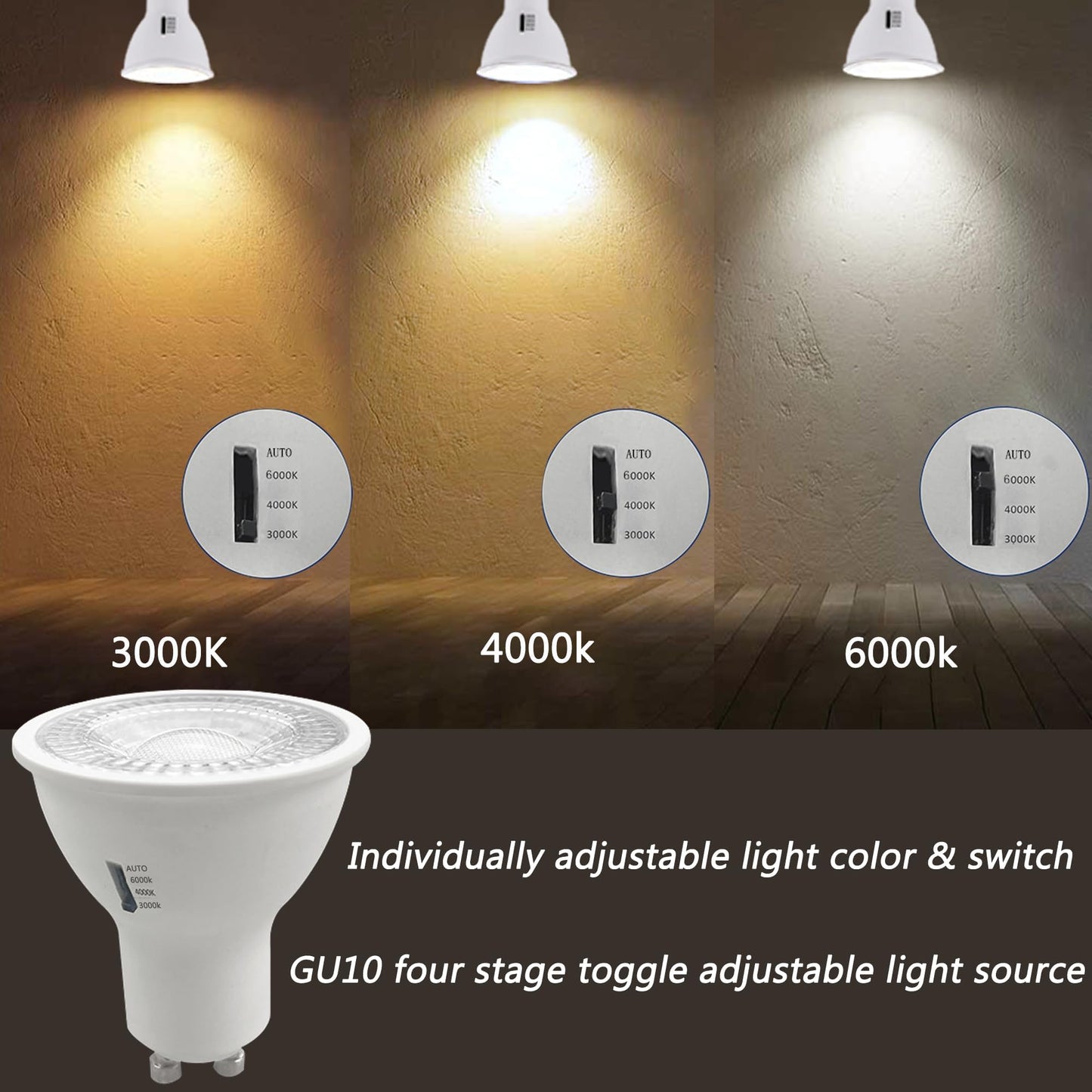 Bravsekai 6 Packs White GU10 Track Lighting Kit 3CCT Adjustable