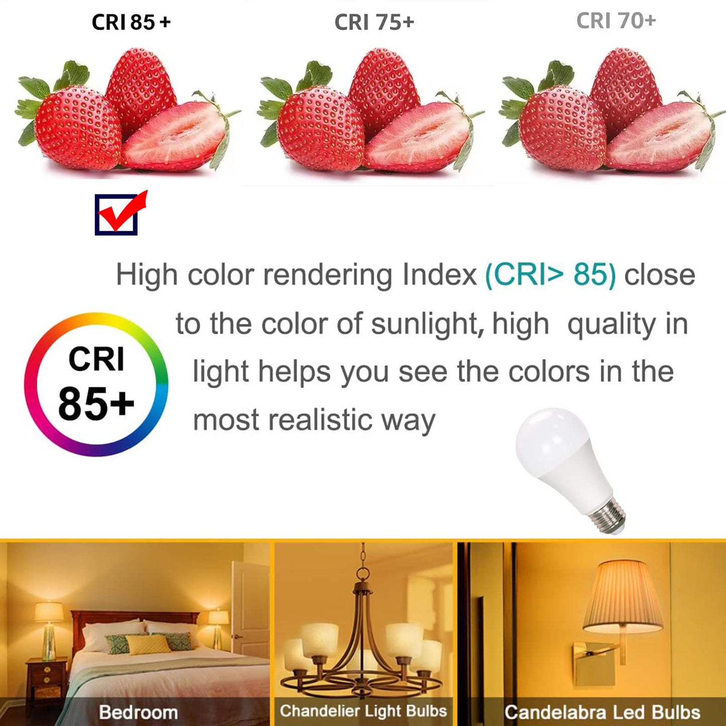 Soft White Light Bulbs 800LM 60 Watt Equivalent A19 E26 Bulb, 3-Pack