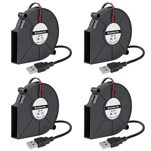 4PCS 7015 Fan 75mm DC 5V USB Blower Fan 75mm x 15mm 5V USB Blower Brushless Cooling Fan for 3D Printer PC CPU Computer Case Fan Cooler