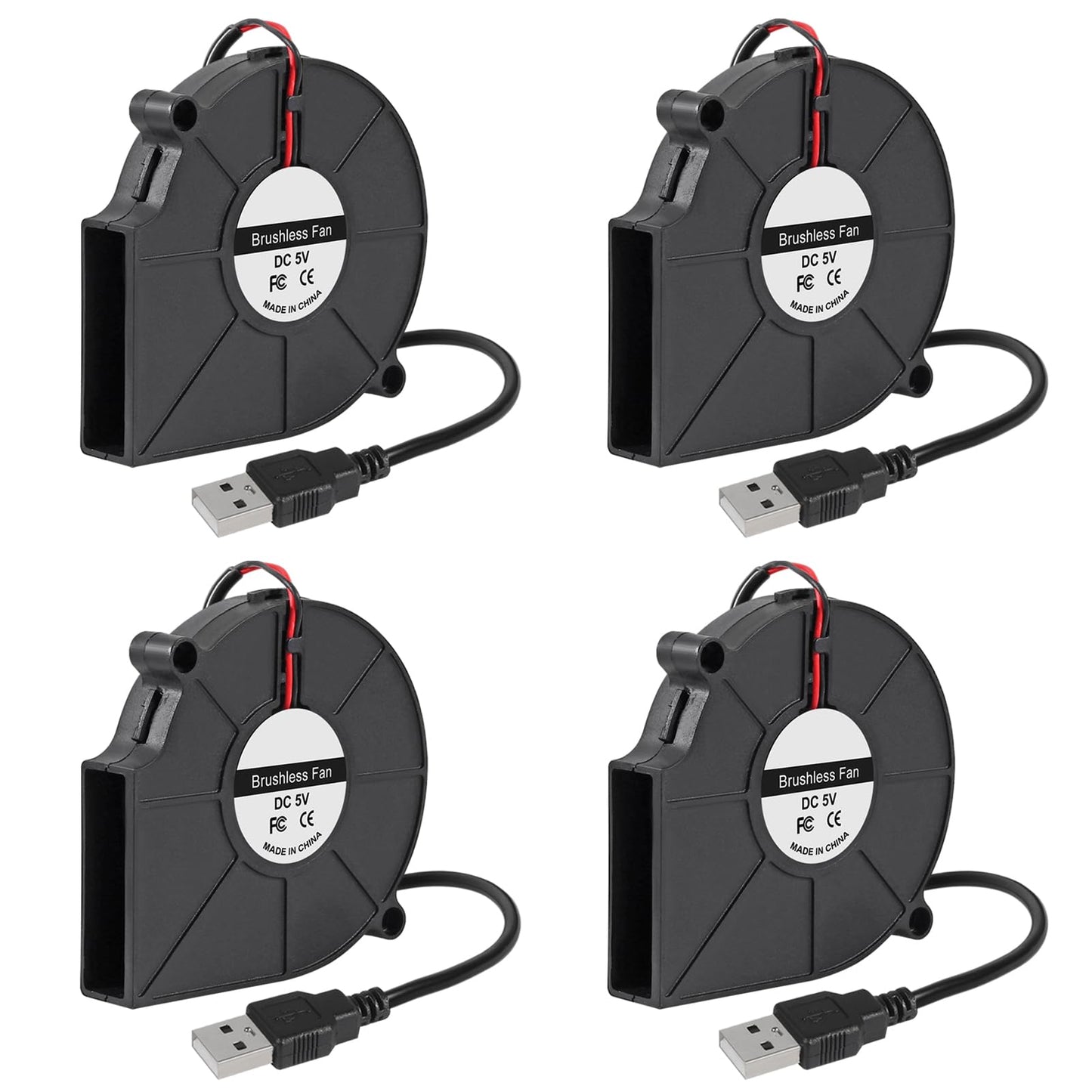 4PCS 7015 Fan 75mm DC 5V USB Blower Fan 75mm x 15mm 5V USB Blower Brushless Cooling Fan for 3D Printer PC CPU Computer Case Fan Cooler