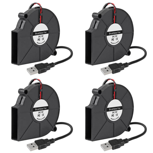 4PCS 7015 Fan 75mm DC 5V USB Blower Fan 75mm x 15mm 5V USB Blower Brushless Cooling Fan for 3D Printer PC CPU Computer Case Fan Cooler