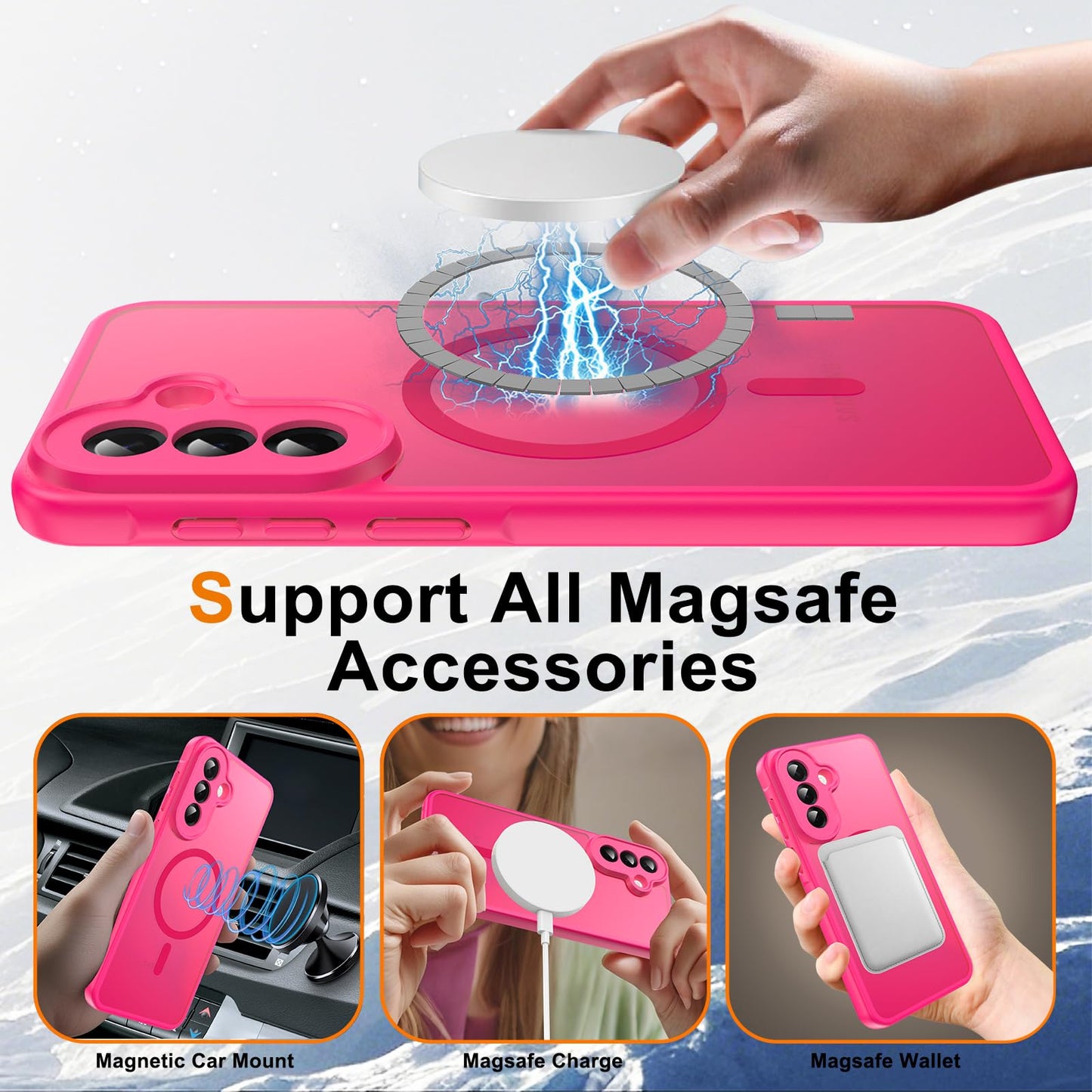 Ezanmull for Samsung Galaxy A57 5G Phone Case Magnetic Shockproof, [Fit for MagSafe] [Glass Screen Protector] Soft-Touch Skin para Frosted Translucent