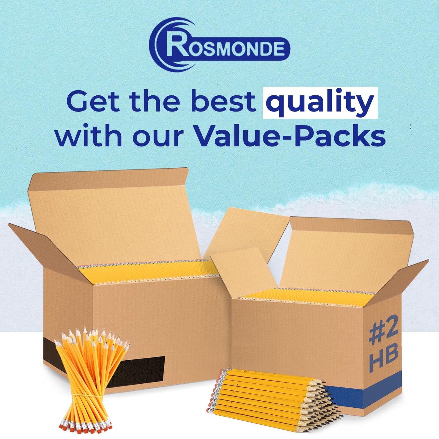 Rosmonde Bulk 5000 Pack, Bulk Yellow Pencils, Pre Sharpened #2 HB Pencils