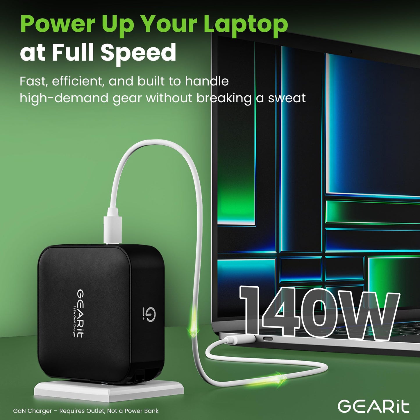 GEARit 165W USB C Charger Block - Fast Charging 4-Port GaN Wall Charger with PD 3.1 & PPS for Apple, Samsung, Dell XPS, MacBook Air/Pro, iPhone, iPad