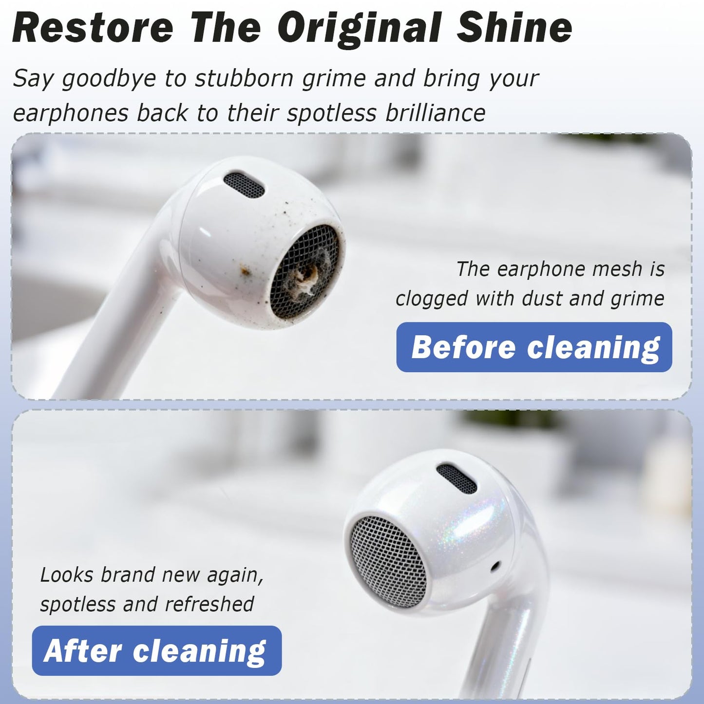Brvlsoc 4-Piece Earbud Cleaning Kit for AirPods Pro 1/2/3 - Multi-Function Cleaning Pen with Flocking Sponge, Brush & Metal Tip for Bluetooth Headsets