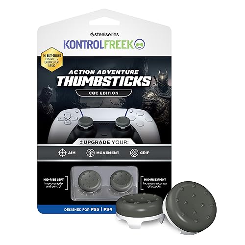 KontrolFreek CQC Classic for PlayStation 4 (PS4) and PlayStation 5 (PS5) Controller | Performance Thumbsticks | 2 Mid-Rise Concave | Gray/White