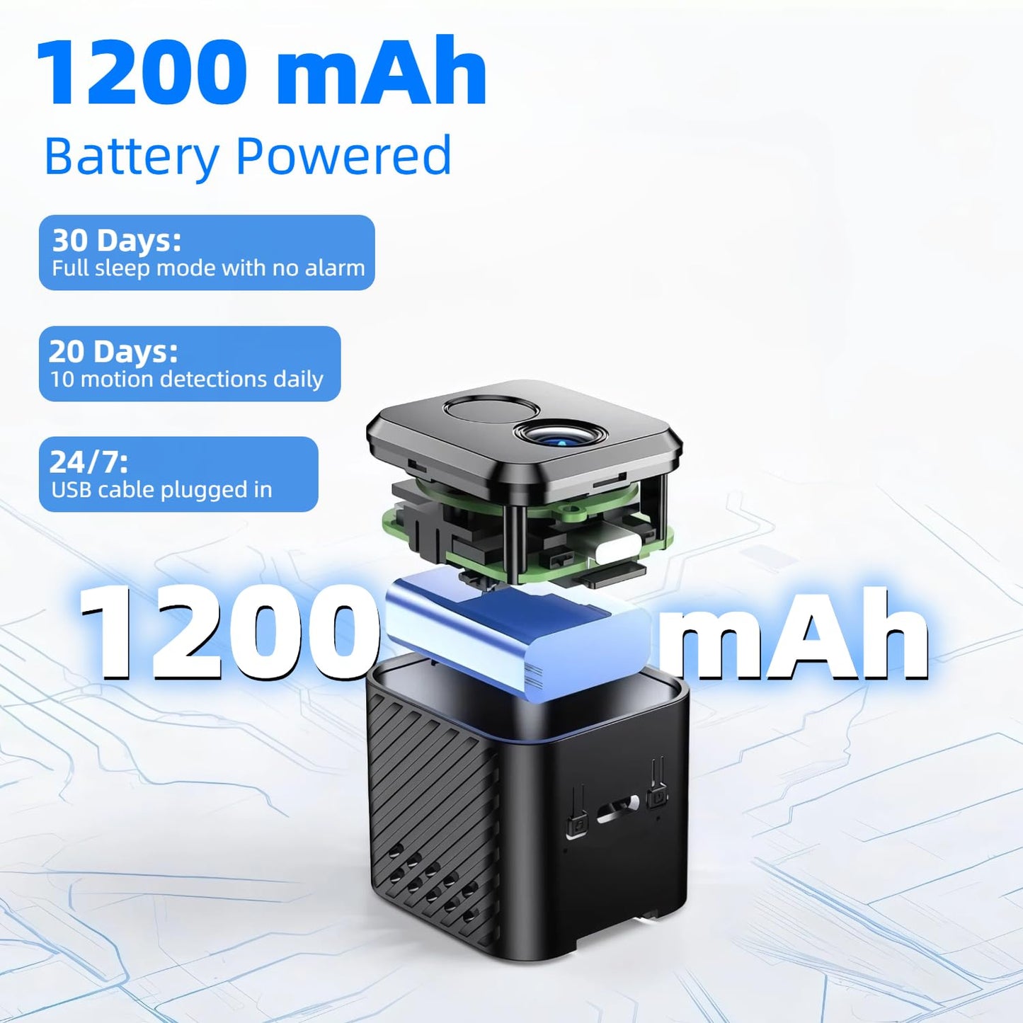 Upgraded Mini Camera 30-Day Battery Life, Wireless Hidden Camera 1080P HD with AI Motion Detection, Auto Night Vision, WiFi Pet, Baby Monitor, Nanny