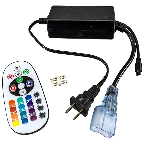 Brilliant Brand Lighting LED Neon 4-Wire 120-Volt RGB Color Changing Rope Light Mini Controller with Wireless Remote