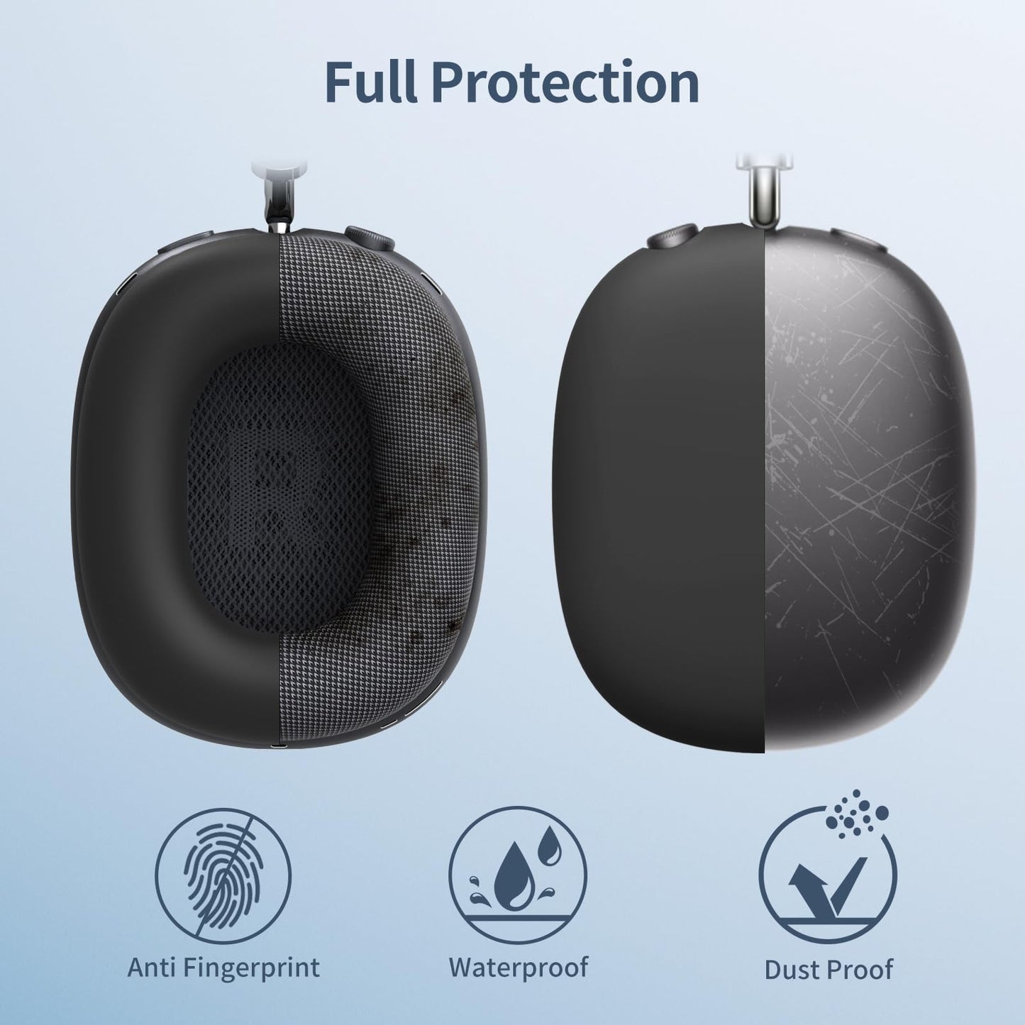 Fintie 3 in 1 Silicone Case Cover for AirPods Max 2 (2026) and AirPods Max 1 (2020/2024) Headphone, Anti-Scratch Ear Pad/Ear Cups/Headband Cover, Soft