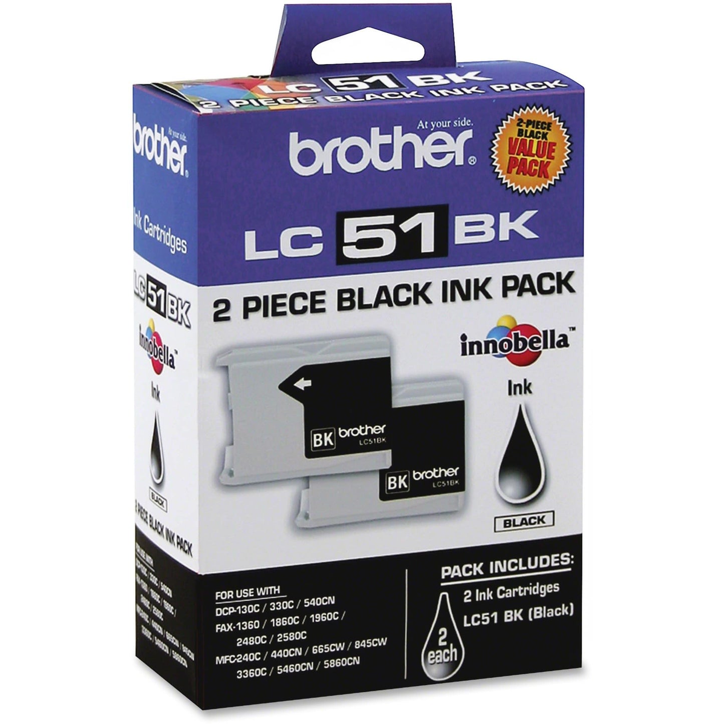 Brother LC51BKS - Black Ink Cartridge 2 Pack