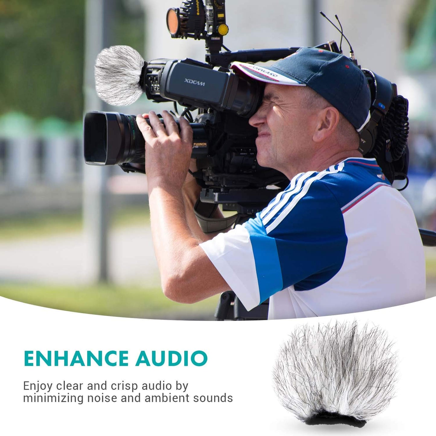 Movo WS9 Furry Outdoor Windscreen Microphone Muff for Portable Digital Recorders up to 3" X 1.5" (W x D) - Fits The Zoom H4n PRO, H5, H6, Tascam
