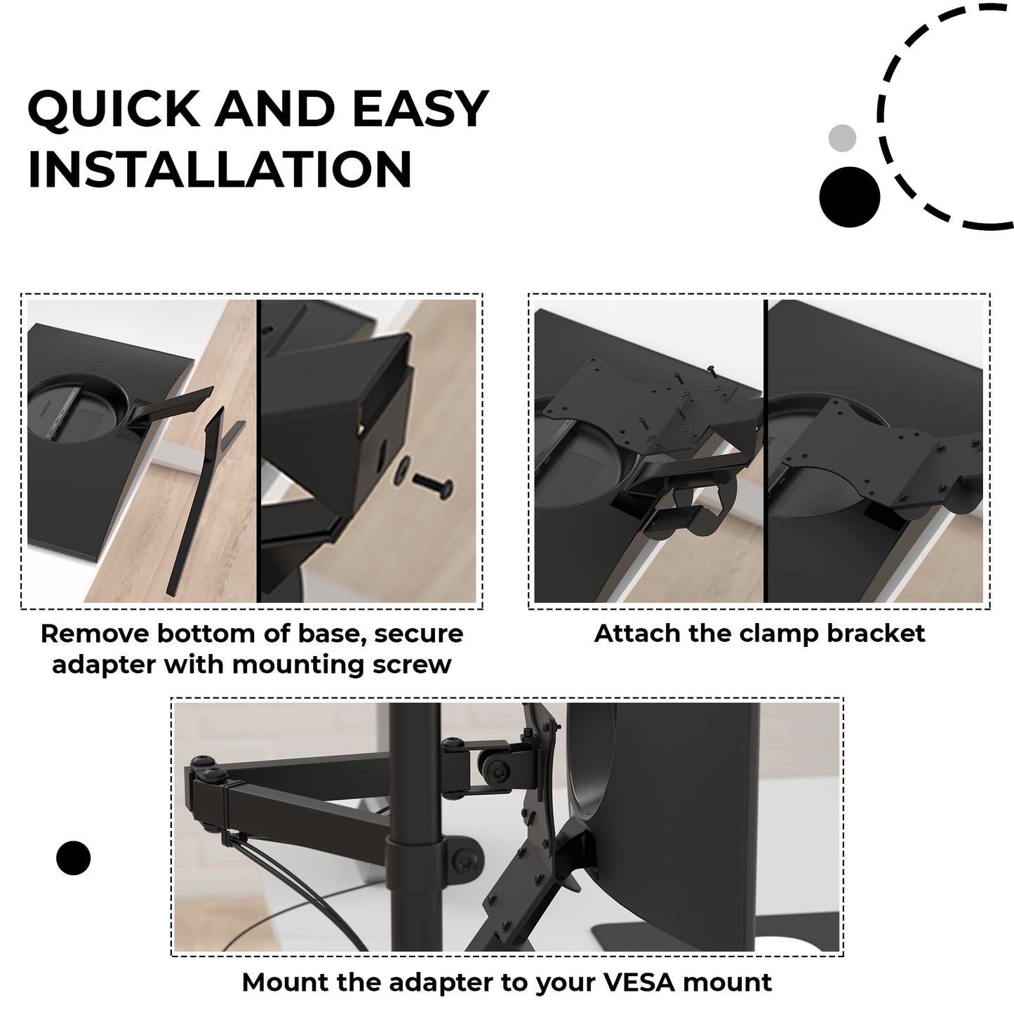 HumanCentric VESA Mount Adapter Compatible with Samsung Curved Monitors 32" CF397 and Samsung 24" CRG5, VESA Adapter Mounts Monitor to VESA Stand