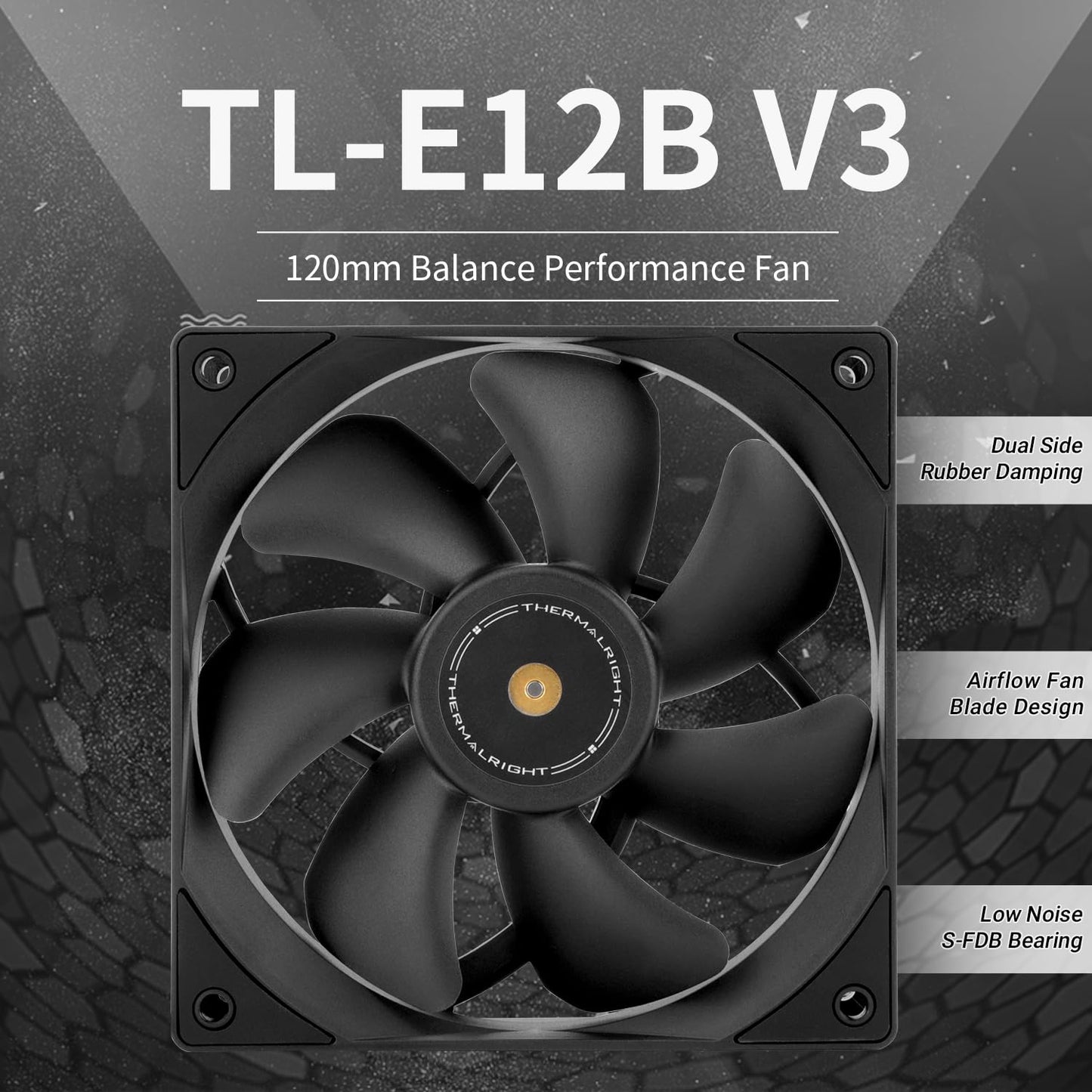 Thermalright TL-E12B V3 CPU Fan Cooler,with High Speed 2000RPM,120mm Cooling PWM Fan,Computer Case Cooling Fan ARGB (TL-E12B V3)