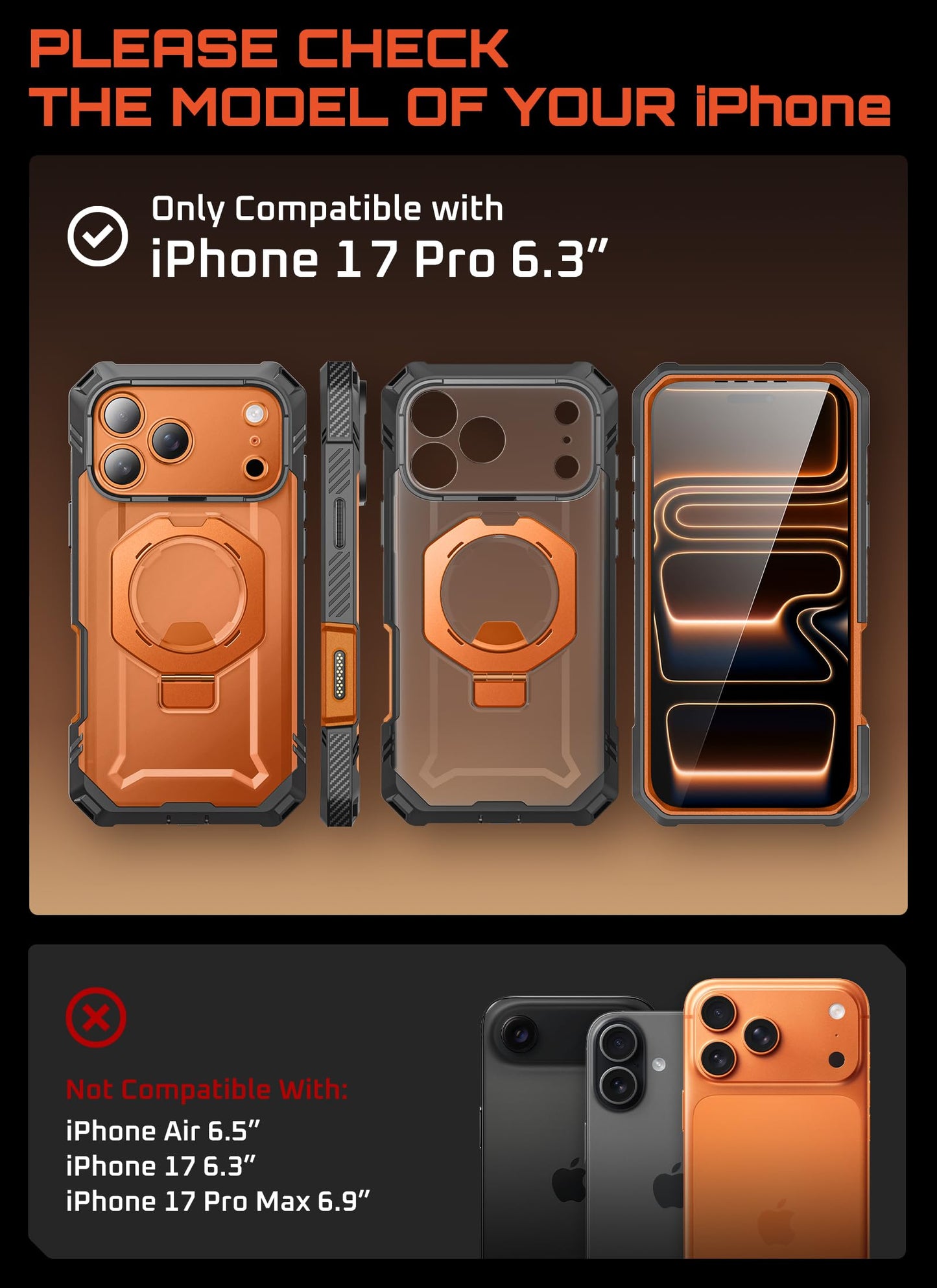 SUPCASE for iPhone 17 Pro Case with Tempered Glass Screen Protector (UBGrip Pro), [Camera Control Cover] [Compatible with MagSafe] [Built-in