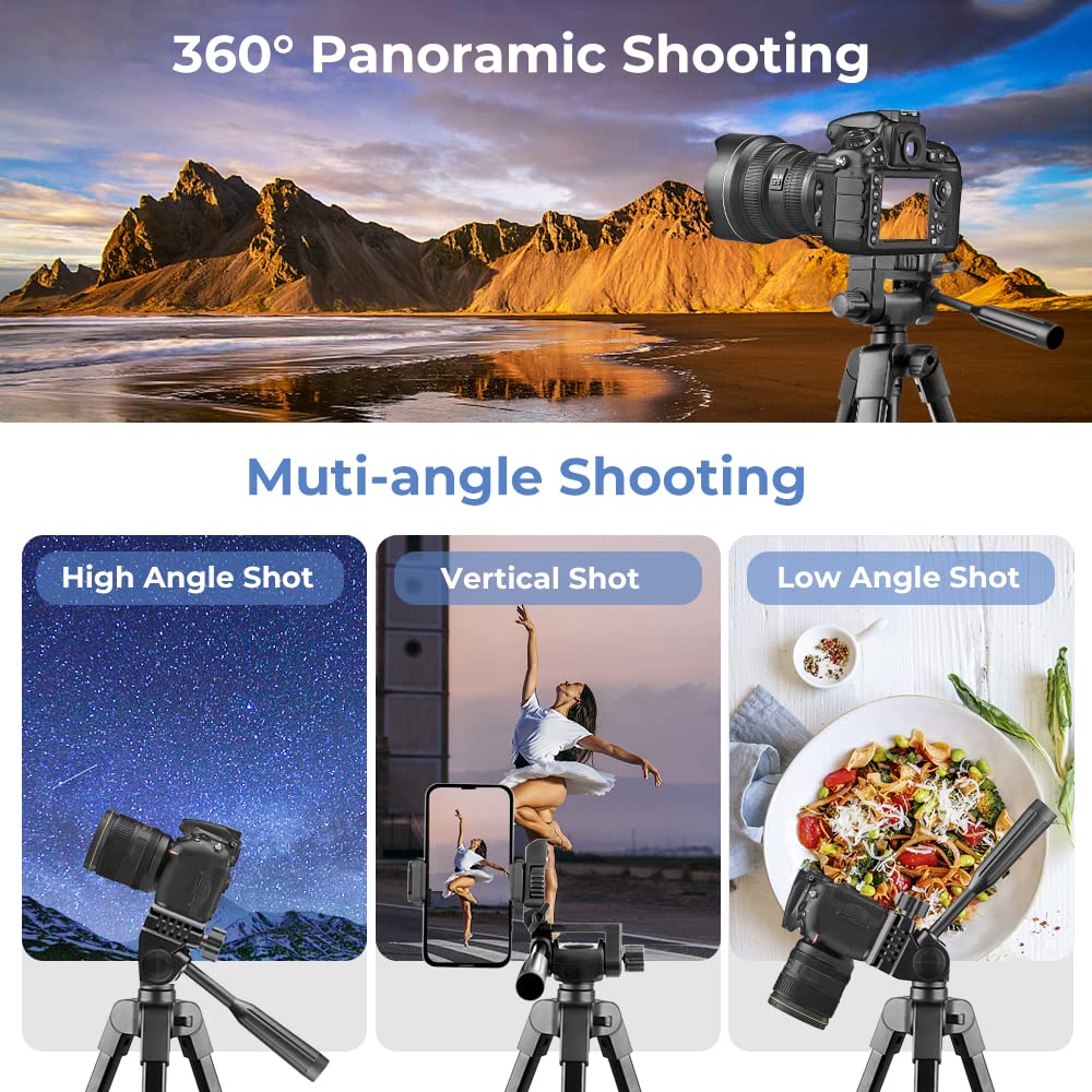 UBeesize 54'' Camera Tripod, Phone Tripods for iPhone with Bag, Travel Tripode Stand with Remote Compatible with iPhone 17/1615/14/13/12/11, Android