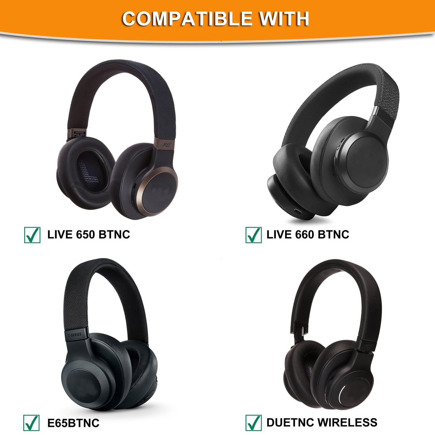 Live 650 BTNC E65BTNC Ear Cushion Memory Foam Ear Pads Replacement Compatible with JBL E65 E65BTNC / Duet NC/Live 650BTNC Live 660 BTNC Headphones