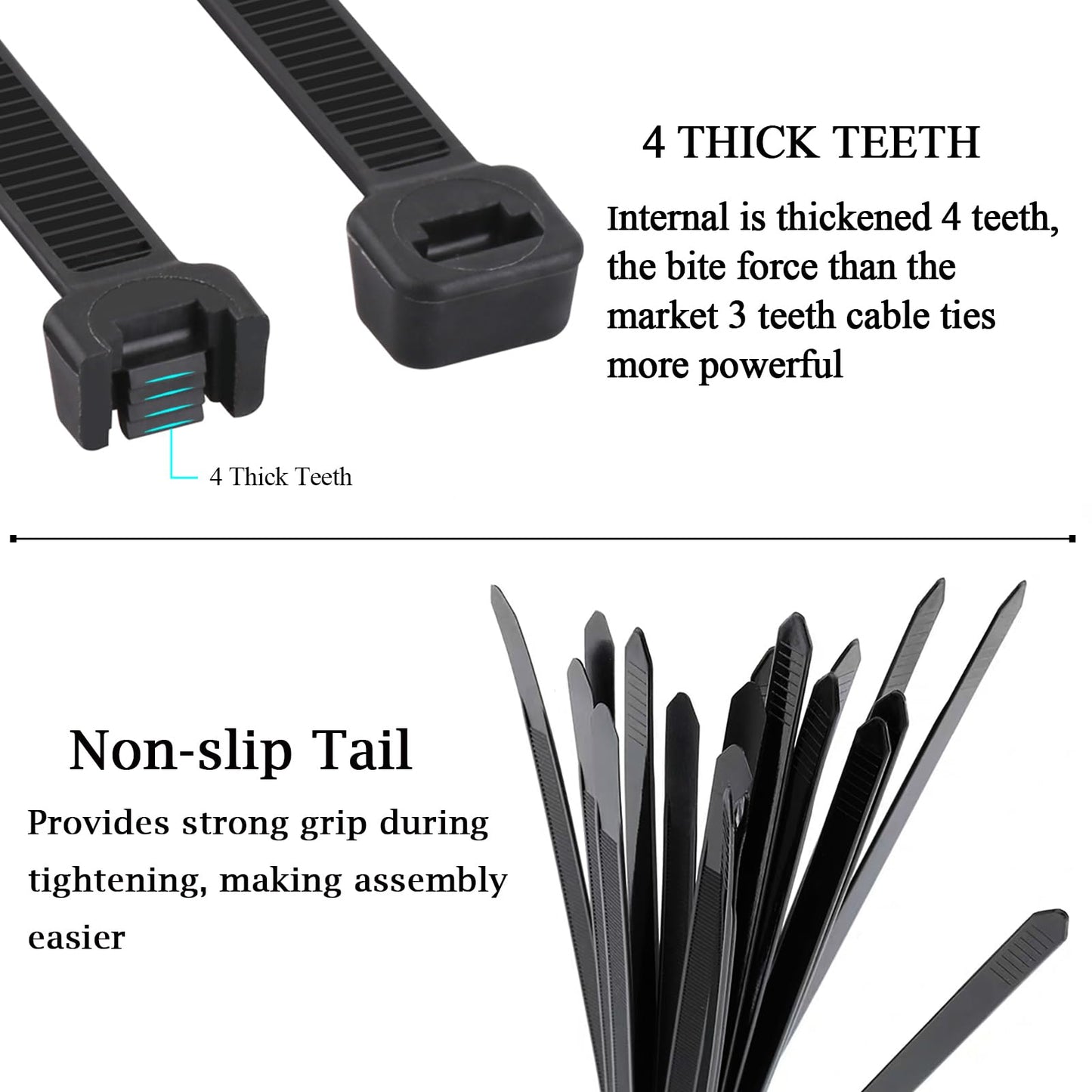 1500 Pack Zip Ties 14 inch, Black Cable Zip Ties 50 lbs Tensile Strength Nylon Self-Locking Wire Ties Wraps for Outdoor and Indoor Use by ECRABONE