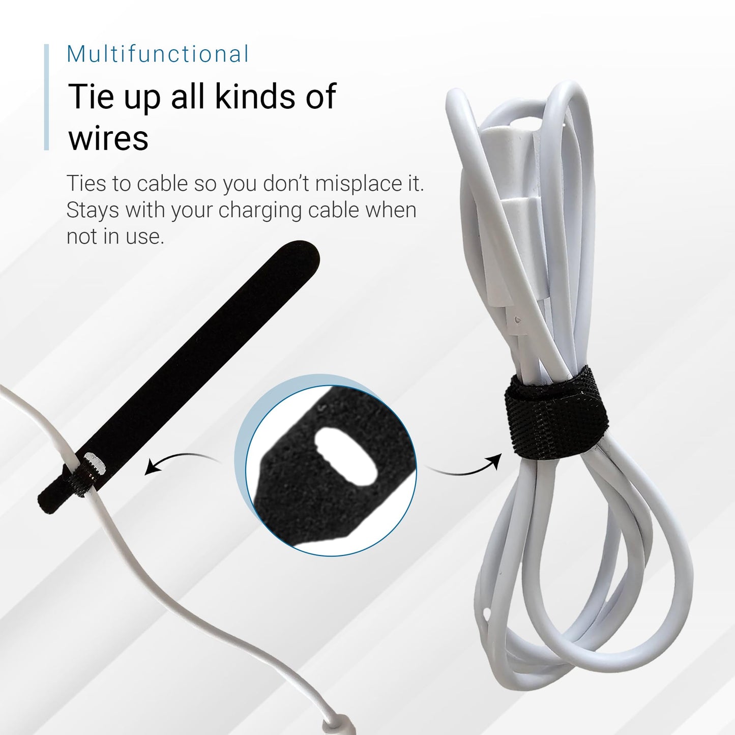 Reusable Cable Straps Wire Ties Self Fastening Hook and Loop, Pack of 50 Adjustable Cord Fastener Cable Organizer, 11 CM (Black)