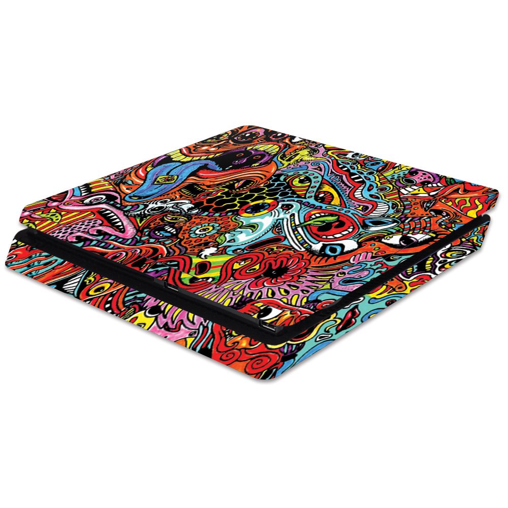 MightySkins Skin Compatible with Sony PS4 Slim Console - Acid Trippy | Protective, Durable, and Unique Vinyl Decal wrap Cover | Easy to Apply, Remove