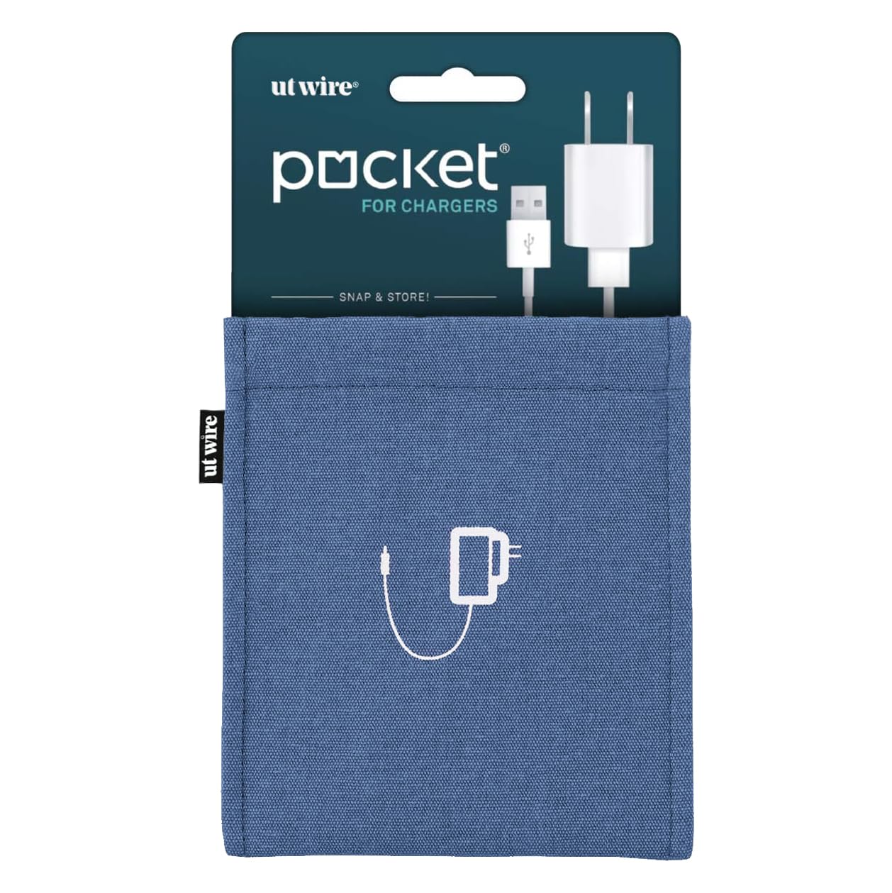 UT Wire Pocket Snap & Store Mobile Charger Case Pouch, Slate Blue