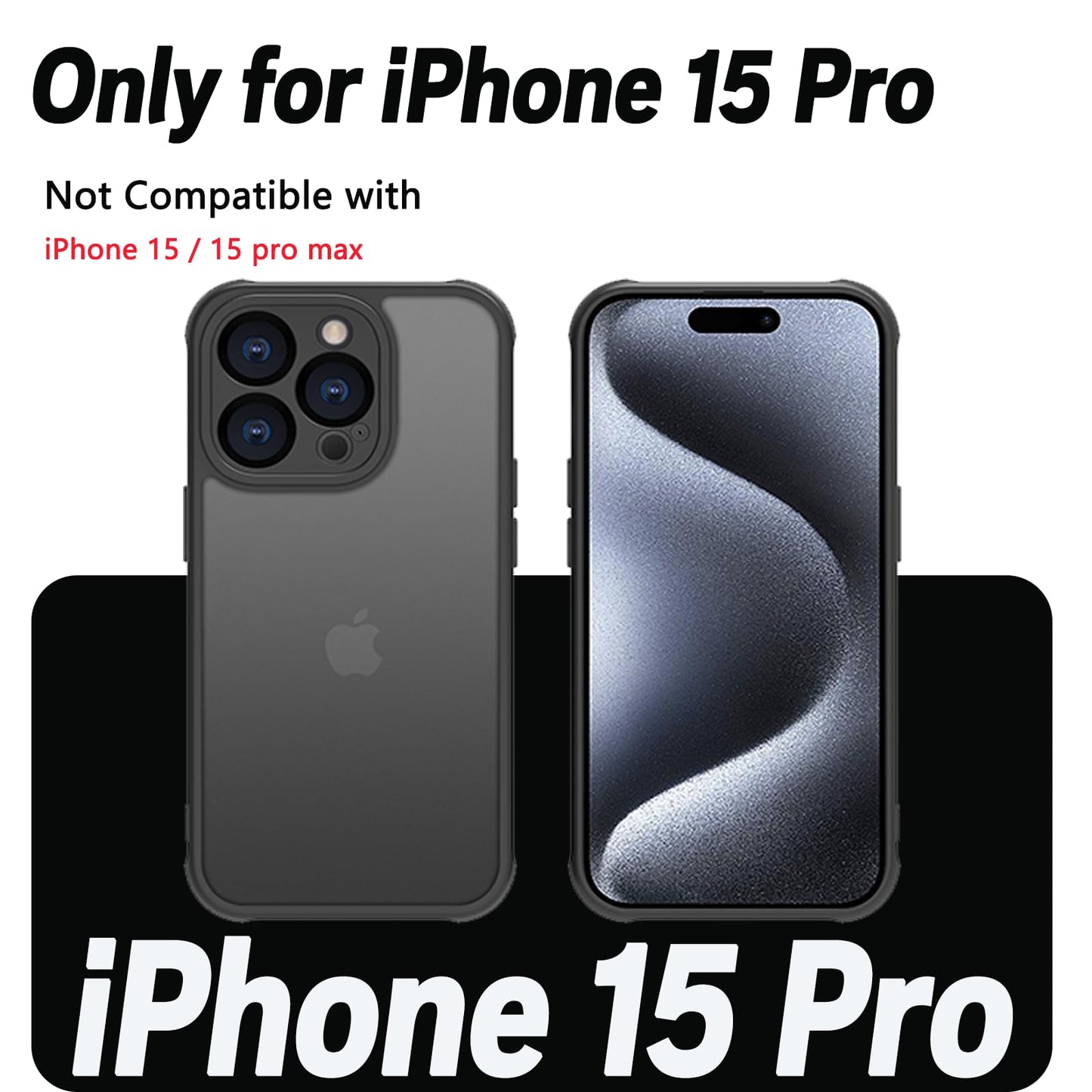 PinLiSheng Matte Case for iPhone 15 Pro Case,Shockproof Protective Hard Back Slim Phone Case,Frosted Translucent Back Phone Cover, Anti-Fingerprint