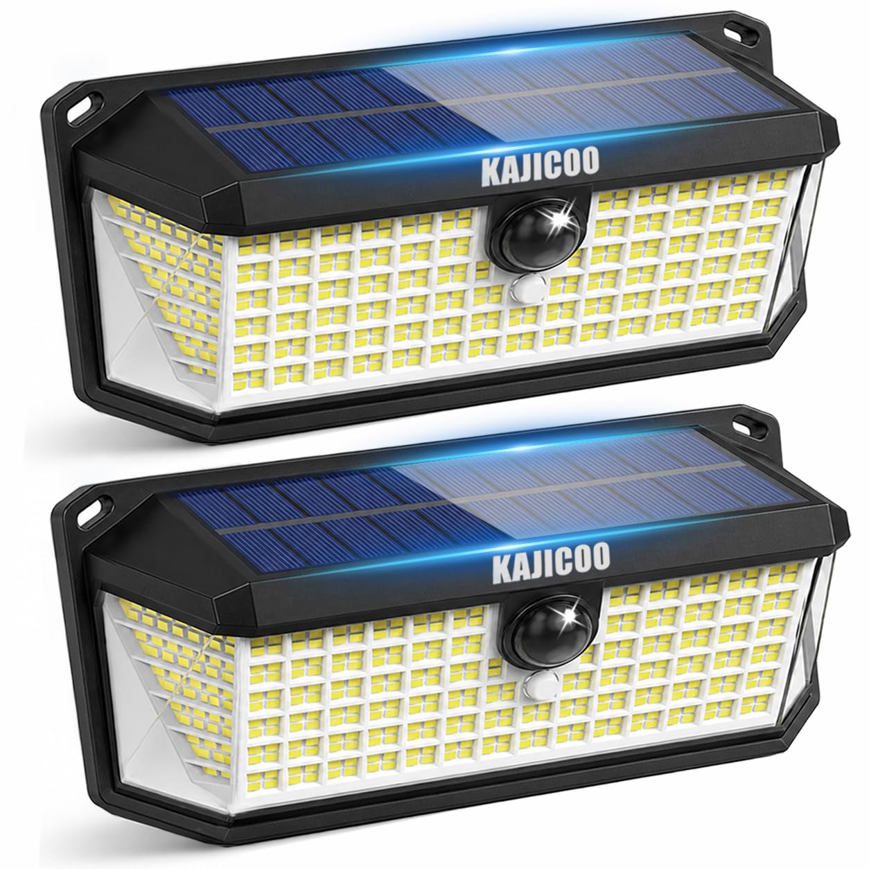 KAJICOO 416 LED Outdoor Solar Lights Waterproof with 300° Angle Motion Sensor and 3 Lighting Modes Motion Sensor Outdoor Lights, IP66 Solar Wall