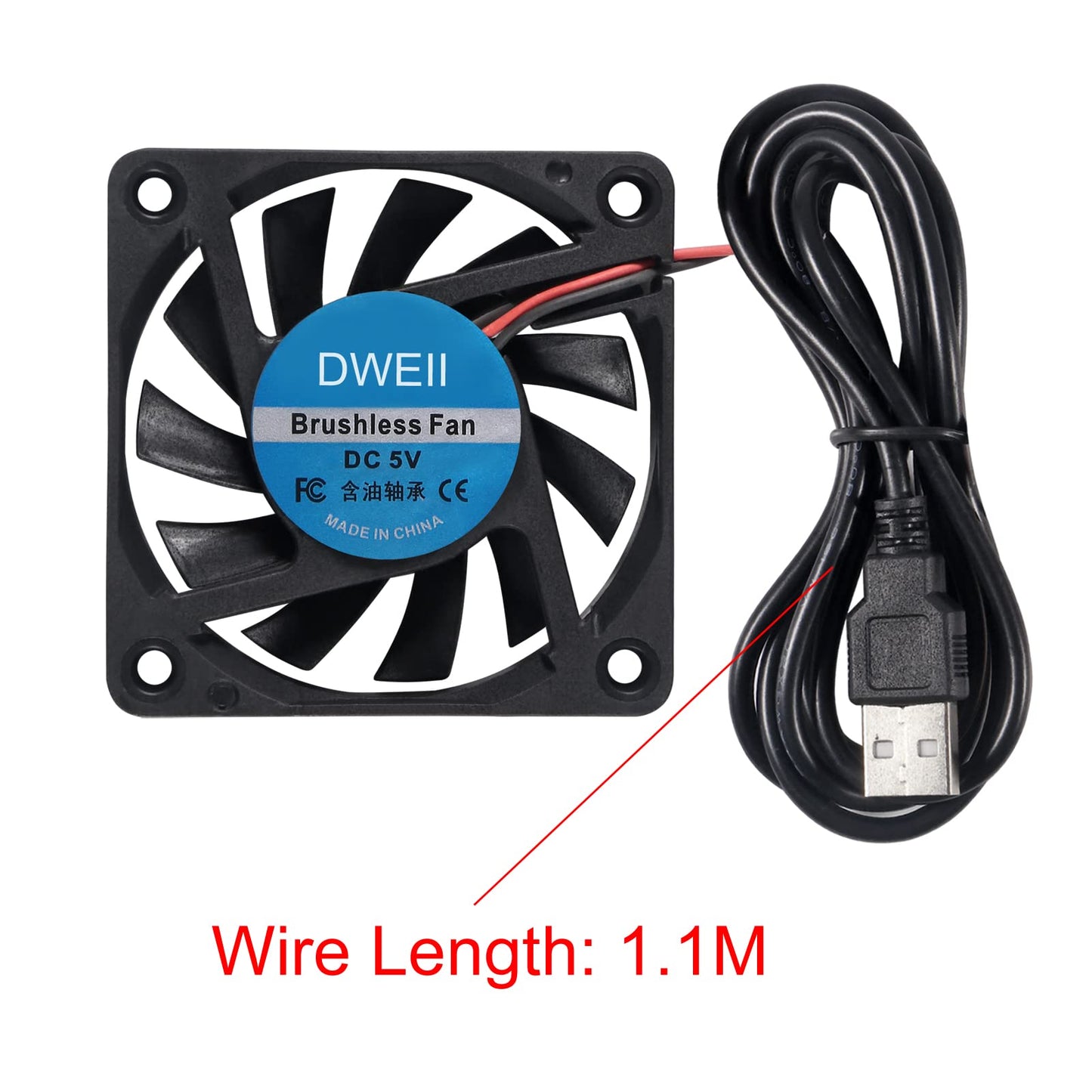 DWEII 2-Pack USB Brushless Cooling Fan 60mm x 10mm USB Fan 5V DC Brushless Cooling Fan 6010 for Brushless DC Computer CPU Heat Sink Cooling Cooler Fan