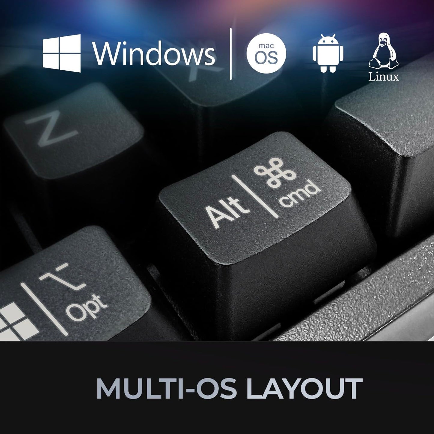 Adesso AKB-670UB Mechanical Keyboard with Copilot AI Hotkey - Blue Switch, Multi-OS Compatible | Enhanced Productivity with Tactile Feel