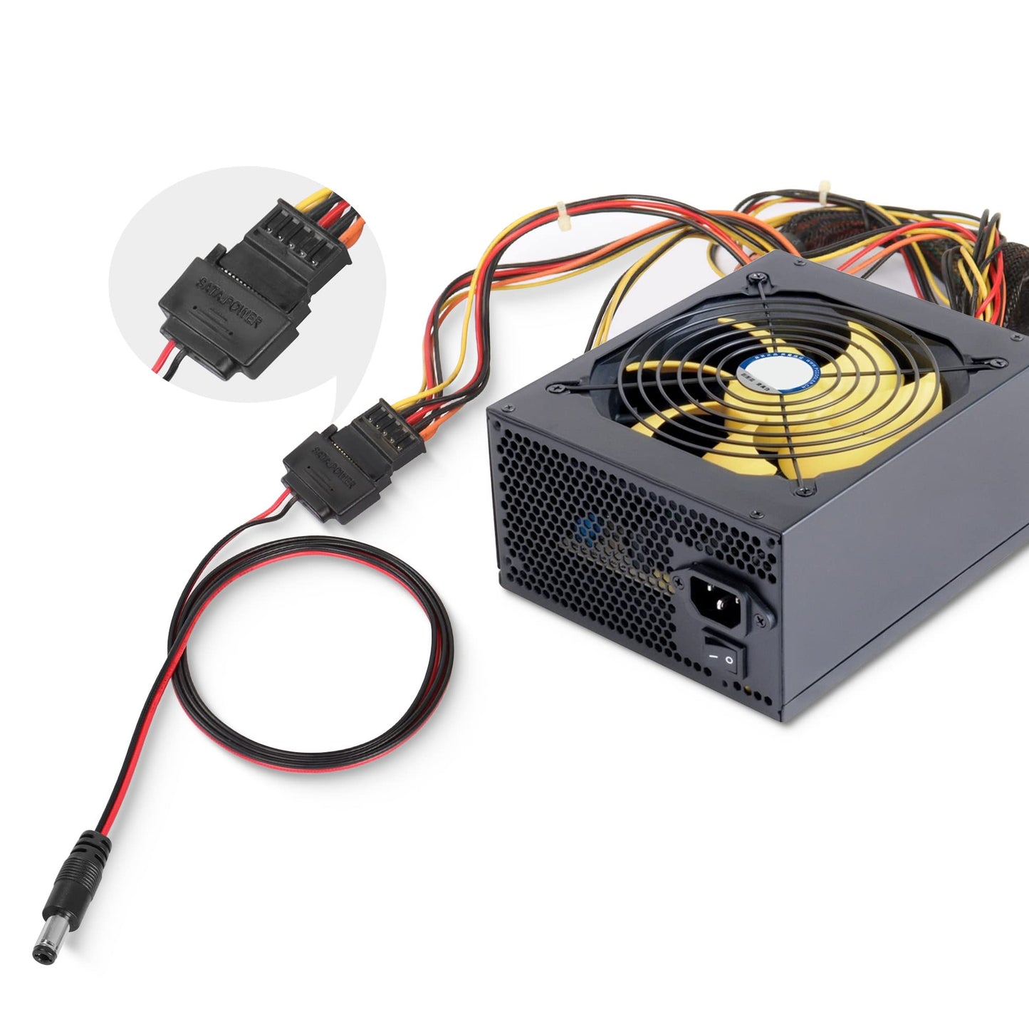 QIANRENON SATA Male to DC5.5 * 2.5 Male Power Cable, 12V5A 15 pin SATA to DC5525 Connectors Cable, 100 cm (39.4 inches), 2 PACS