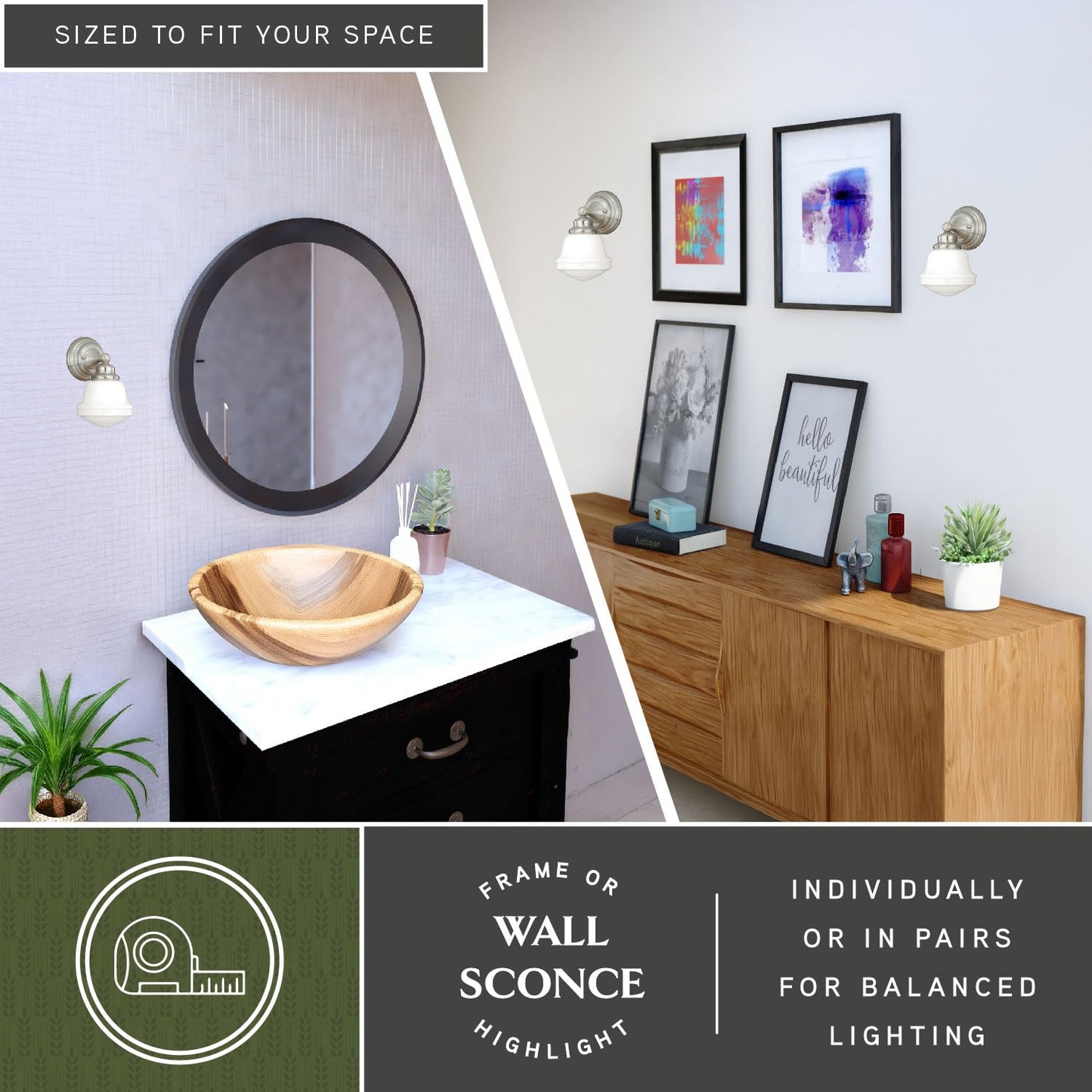 VAXCEL Huntley 1-Light 6.75 inch Wide Satin Nickel Farmhouse Bathroom Vanity Lighting Fixture, White Schoolhouse Milk Glass Globe Shade, Dimmable, LED