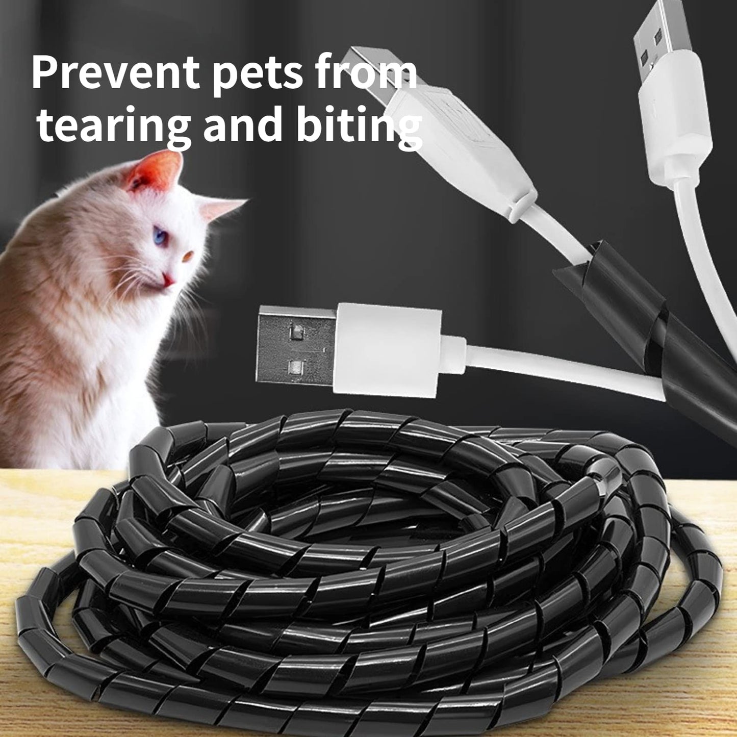Yosoo Spiral Cable Wrap 6mm Black 2M Cable Organizer for Cord Management
