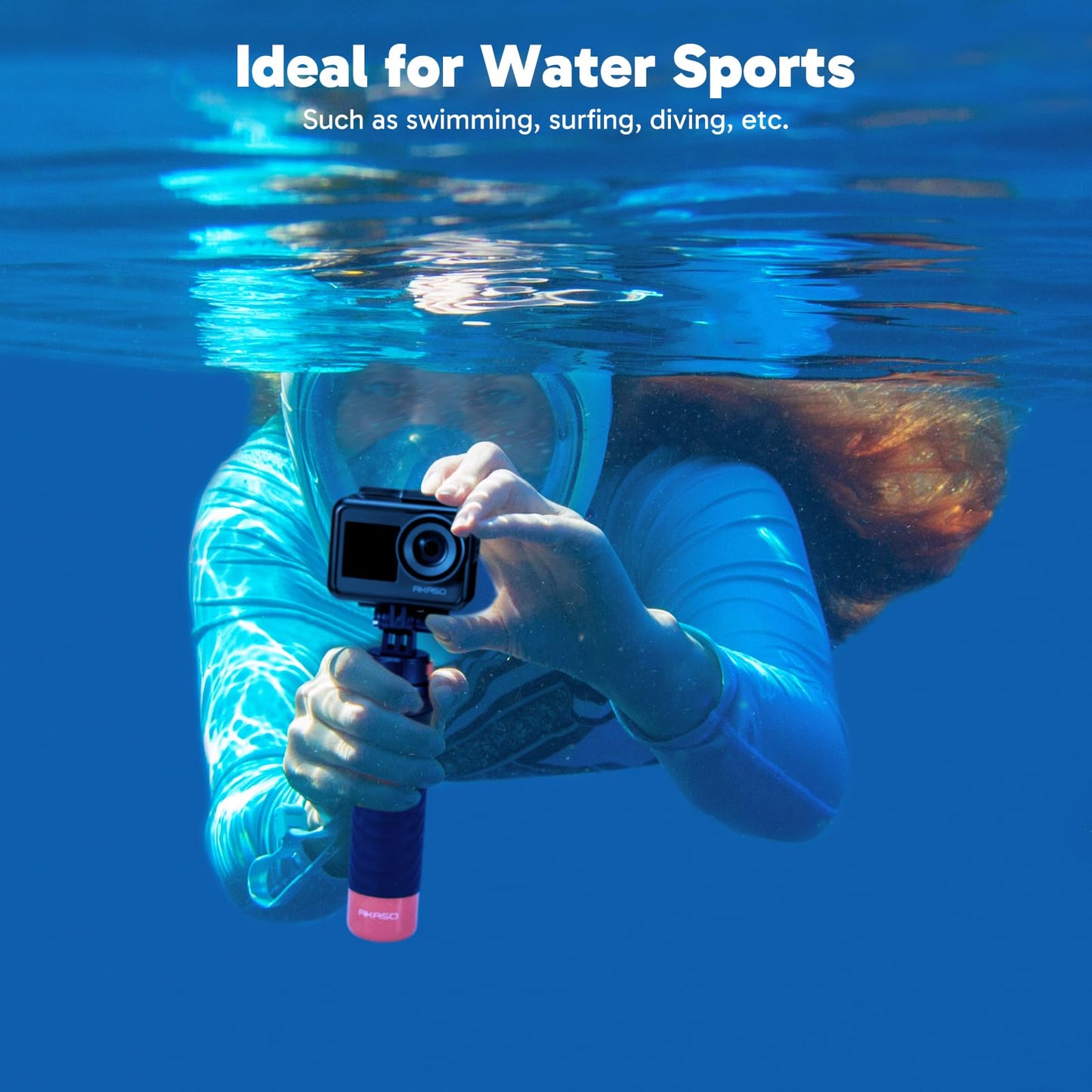 AKASO Waterproof Floating Hand Grip Action Camera Accessories for Gopro Hero 13/12/11/10/ 9/Max/DJI Osmo Action EK7000/Brave 4/Brave 7 LE/Brave 7