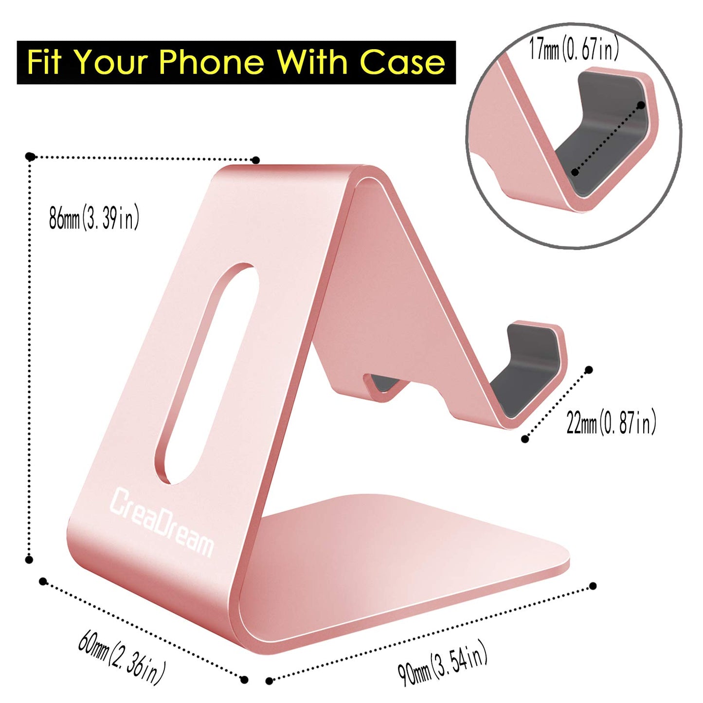 CreaDream Cell Phone Stand, Cradle, Holder, Aluminum Desktop Stand Compatible with Switch, All Smart Phone, iPhone 15 14 13 12 Pro Max Plus Mini Xr X