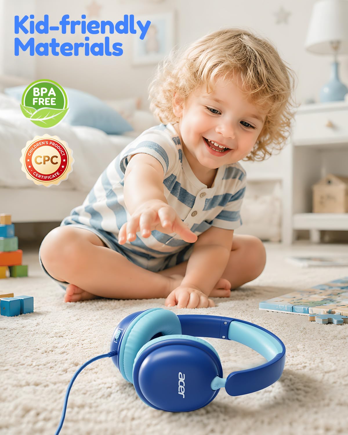 Acer OHW355 Kids Headphones with Cord for School,Over Ear Wired Headphones
