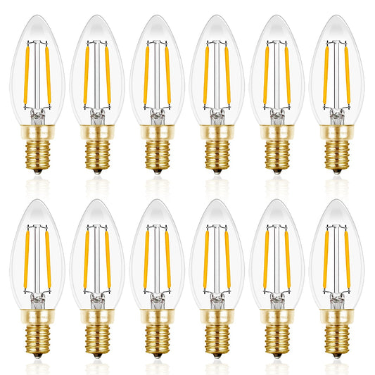 Hizashi Candelabra Light Bulbs 25W Eq, Dimmable 2700K, E12 LED Bulb, 12 PCS