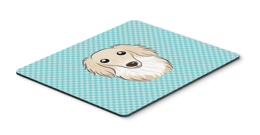 Caroline's Treasures BB1150MP Checkerboard Blue Longhair Creme Dachshund Mouse Pad, Hot Pad or Trivet for Home Office Gaming Working Computers Laptop