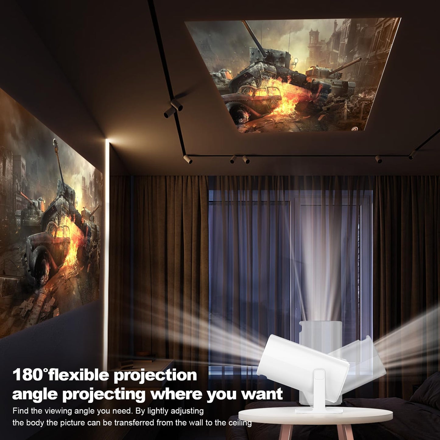 Celendor Mini Projector with WIFI 6 4K 1080P Support Auto Focus Portable Projector Compatible for Laptop, PC, Smartphone