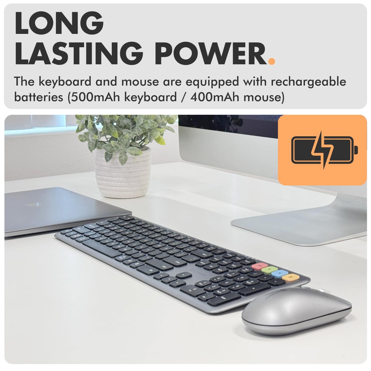 X9 Bluetooth Keyboard and Mouse Combo (Bluetooth, 2.4Ghz, USB C Wired) - Slim Wireless Rechargeable Keyboard and Mouse, Multi-Device Keyboard