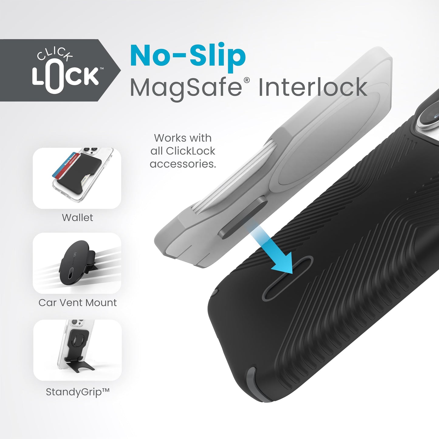 Speck MagSafe Case for iPhone 15 Pro - Drop & Camera Protection, ClickLock No-Slip, Wireless Charging Compatible, Fits All 6.1 Inch Models