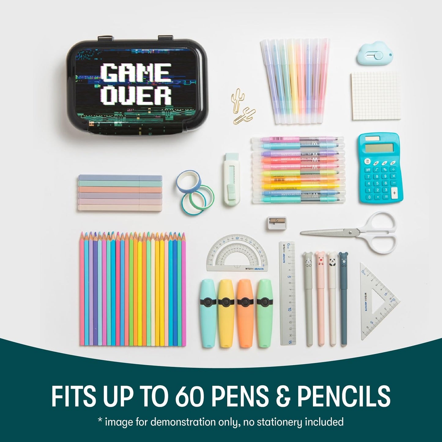 ZIPIT Recycled Plastic Pencil Box for Boys, Large Capacity Pencil Case for School, Durable Stationery Organizer Box, Gamer