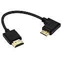 15CM Mini HDMI to HDMI Short Cable, 90 Degree Right Angle High Speed Mini HDMI Male to HDMI 2.0 Male Adapter Support 4k@60HZ YOUCHENG, for Raspberry