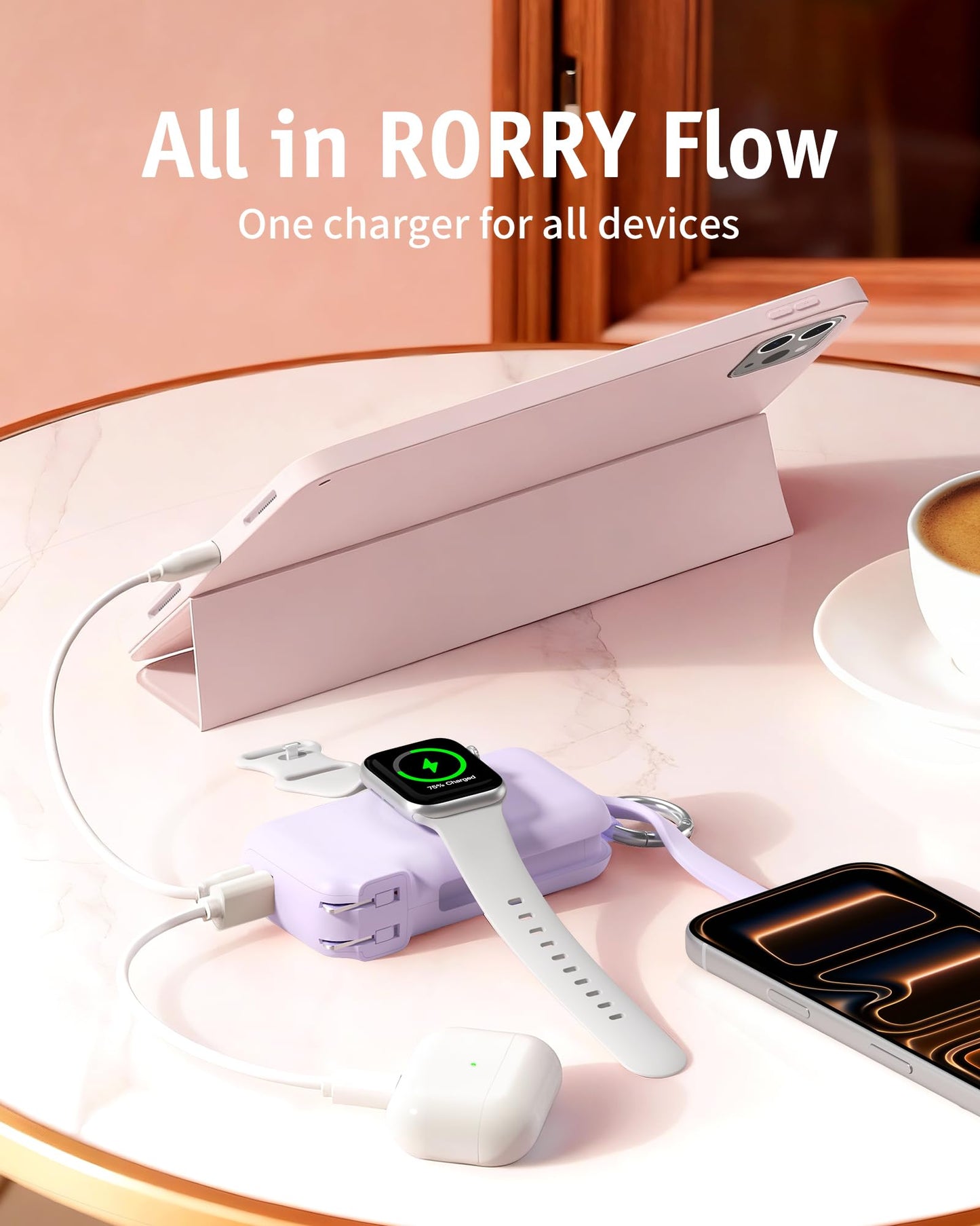 RORRY Flow Portable Charger 10000mAh 40W Wall Plug Power Bank Battery Pack
