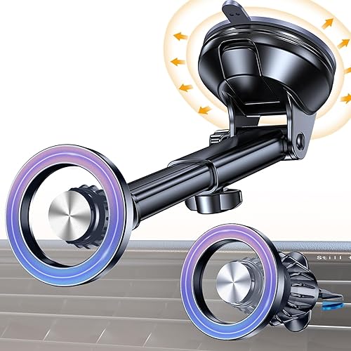 Coolpow for MagSafe Car Mount?Windshield+Vent+Dash? Magnetic Phone Holder for Car Phone Holder Mount Cell Phone Holders for Your Car Accessories