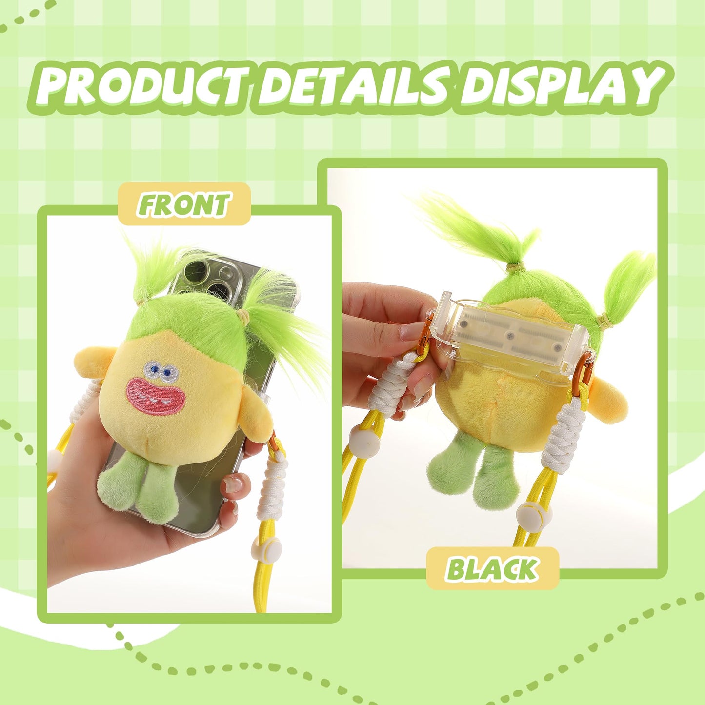 RACIOCK 17cm Doll Phone Lanyard Crossbody for Women & Teens with Adjustable Anti Theft Strap & Holder for All Phones, Universal Cell Phone Neck