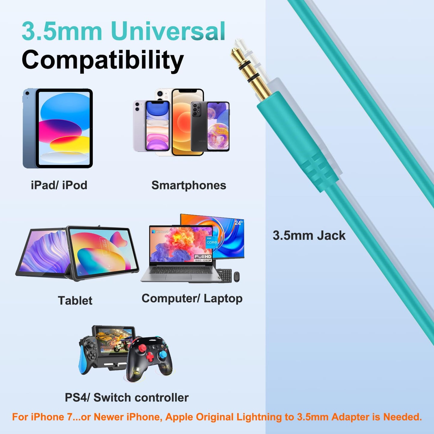 Beats Headphones Replacement Audio Cable Cord, 3.5mm to 3.5mm Aux Wire for Beats Solo2 Solo3 Solo4 Studio3 Wireless HD Pro by Dr. Dre Sony WH-1000XM4…