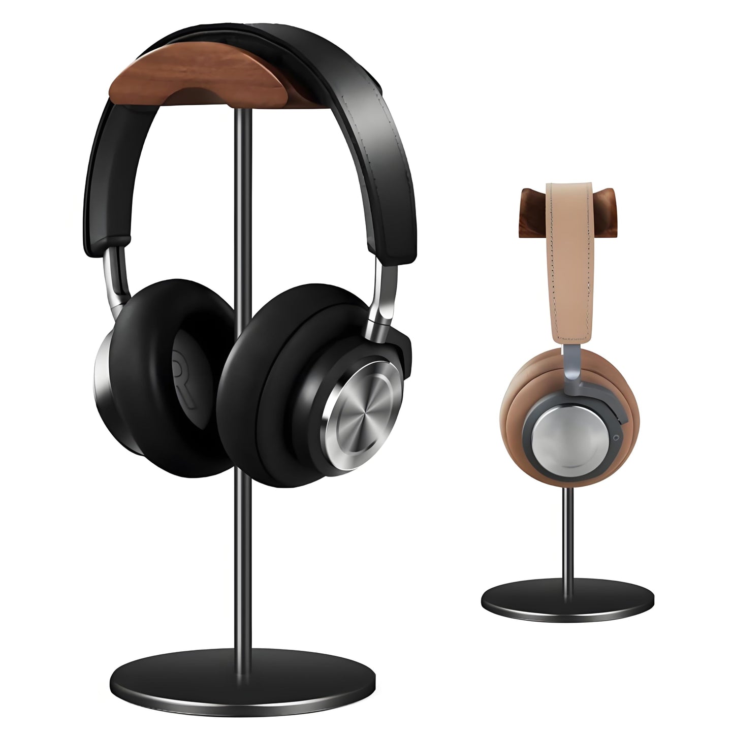 BEVCEFCC Headphone Stand Holder Headset Holder with Wood and Aluminum Desktop Headphone Stand Headset Stand for Desk with Solid Heavy Base Wood…