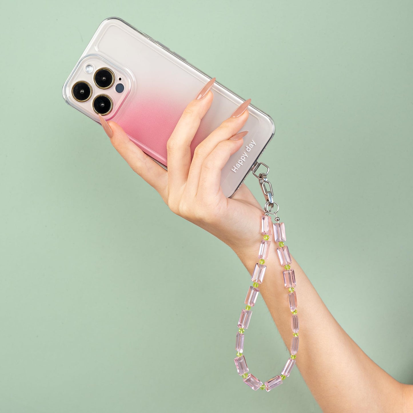 SENLLY Wristlet Phone Lanyard Charm, Selected K9 Crystal Wrist Strap, Use Stainless Steel Hardware, Jewel Gift for Women