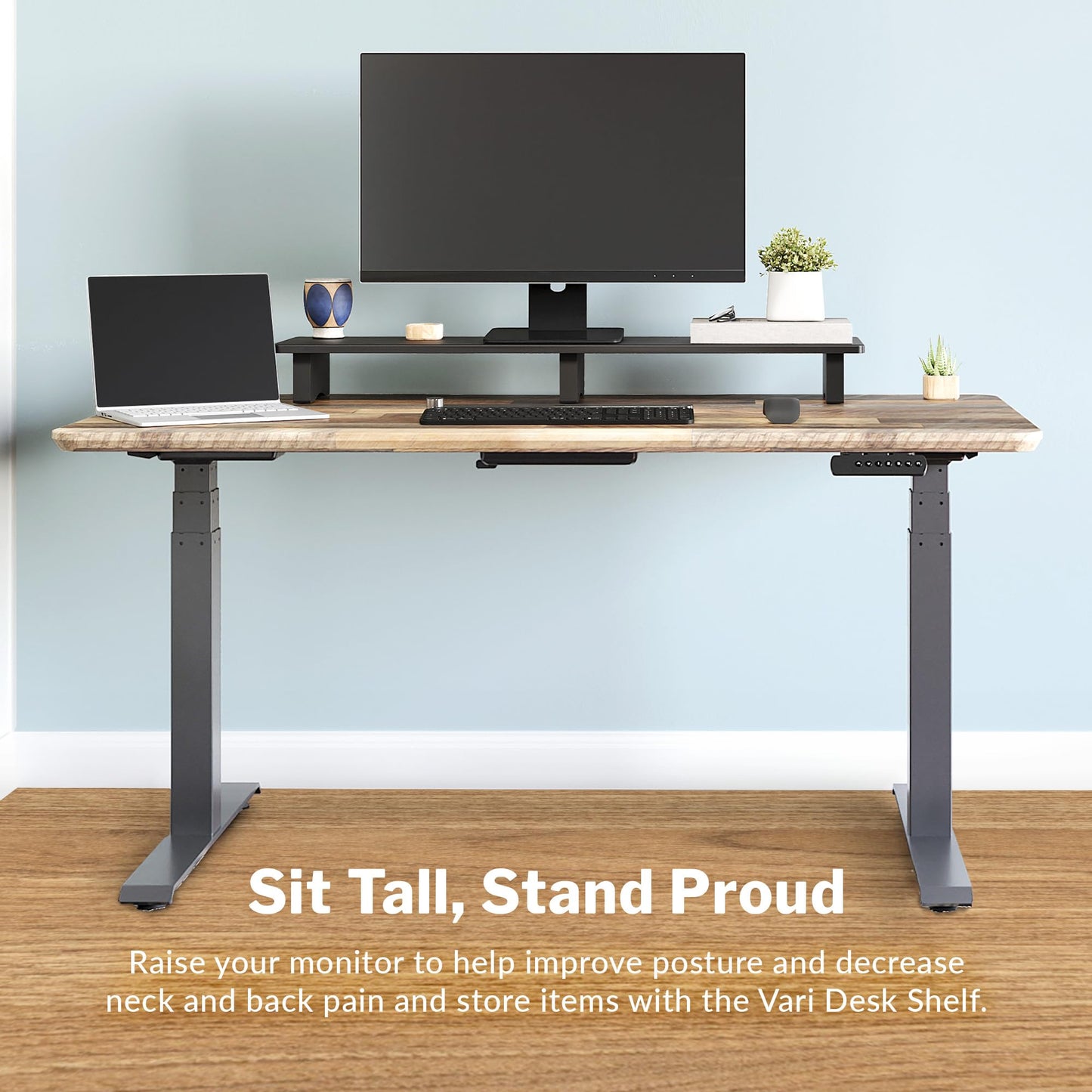 Vari Modern Monitor Riser - Large Dual Monitor Stand - Elevated Desk Shelf for Home Office Organization - Durable and Lightweight - Ideal for Computer